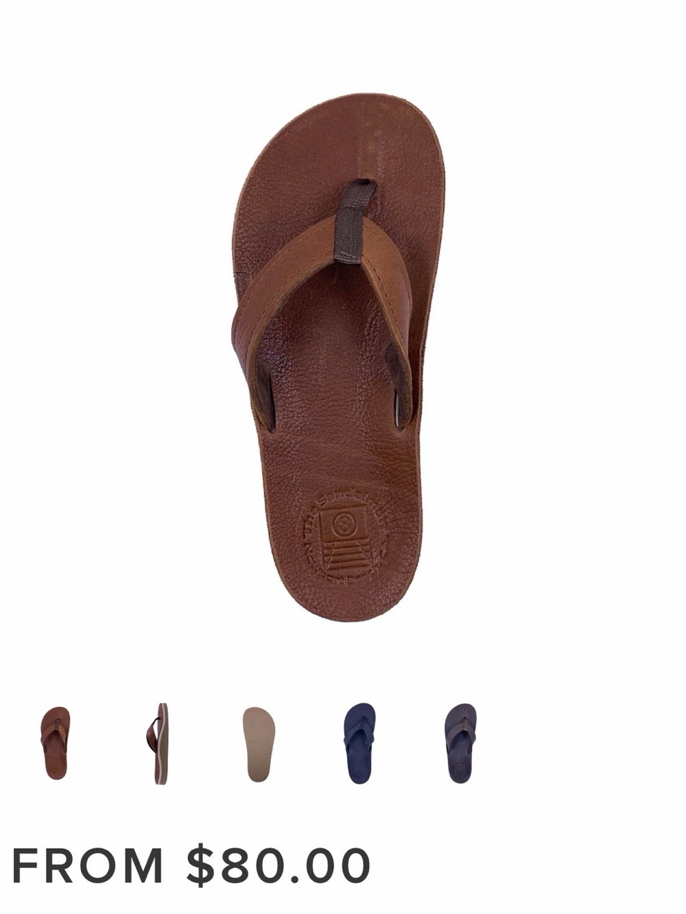 Men's Brown Leather Flip-Flop Sandals Vibram Soles - Picture 12 of 12